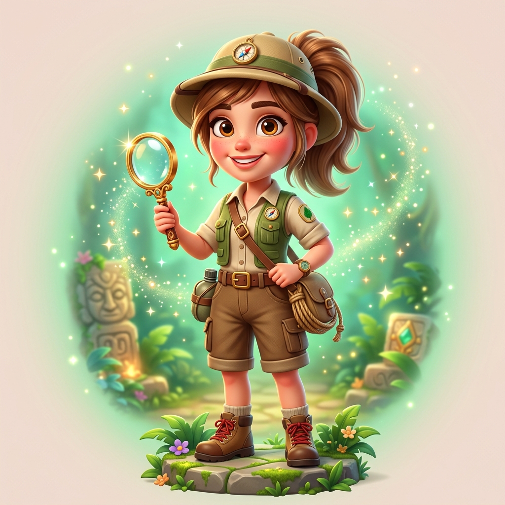 Toolstrem Word Hunt - 3D Female Explorer Mascot